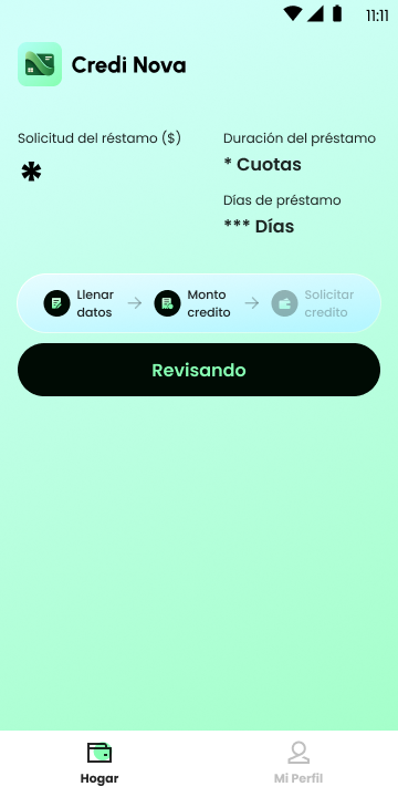 Pantalla de revisión de solicitud